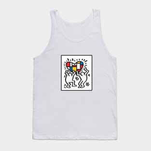 Keith lovers haring outline and Mondrian Pop Art Tank Top